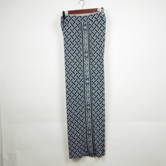 WHITE HOUSE BLACK MARKET Women's L Blue & white pull on stretch pants elastic - Picture 7 of 10